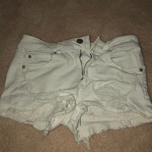 White Ripped American Eagle Jean Shorts